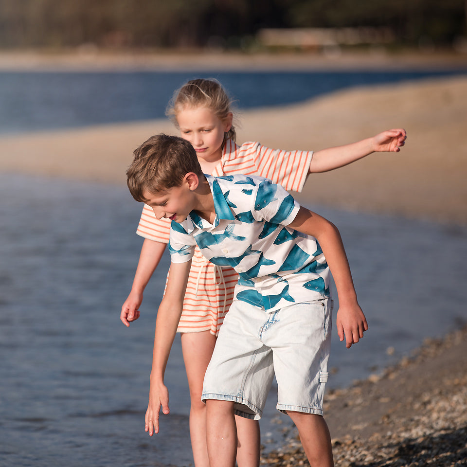 See You At Six - Phishies in Whisper Beige Soft Cotton Poplin