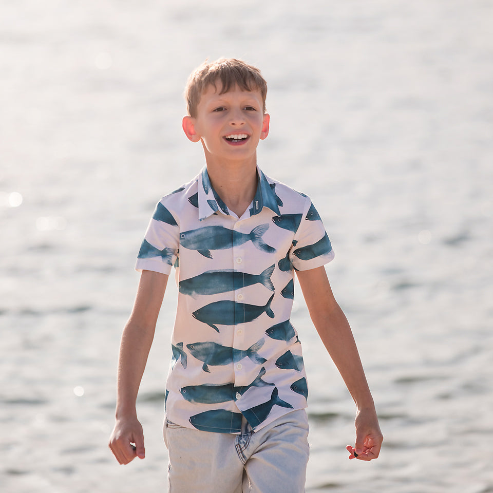 See You At Six - Phishies in Whisper Beige Soft Cotton Poplin