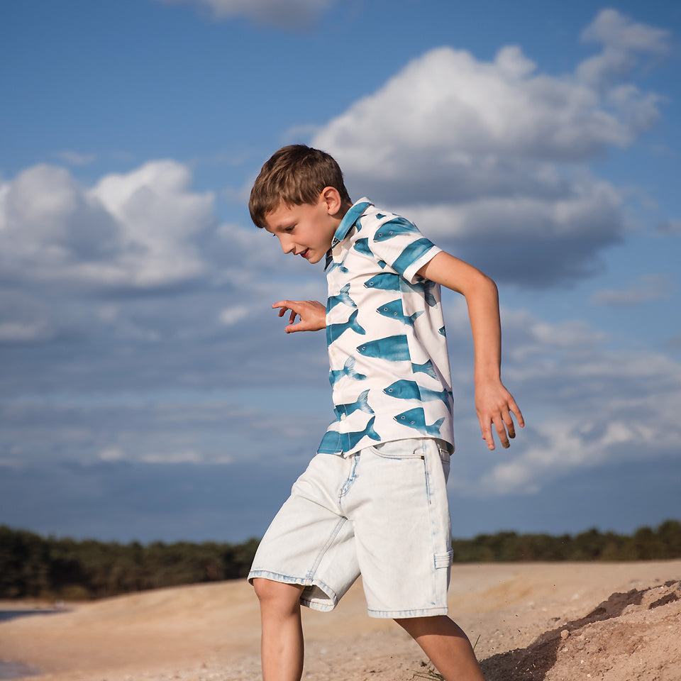 See You At Six - Phishies in Whisper Beige Soft Cotton Poplin