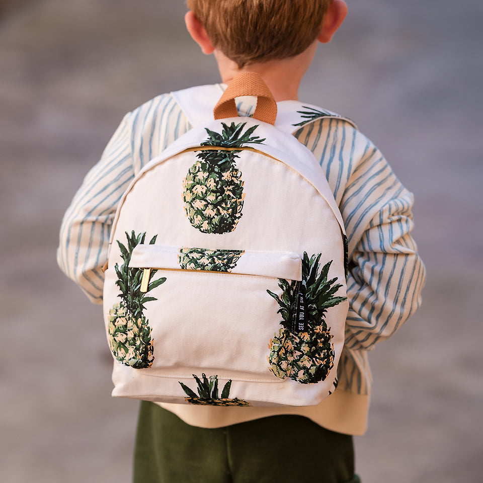 See You At Six - Pineapples in Papyrus Crème Cotton Canvas Gabardine Twill
