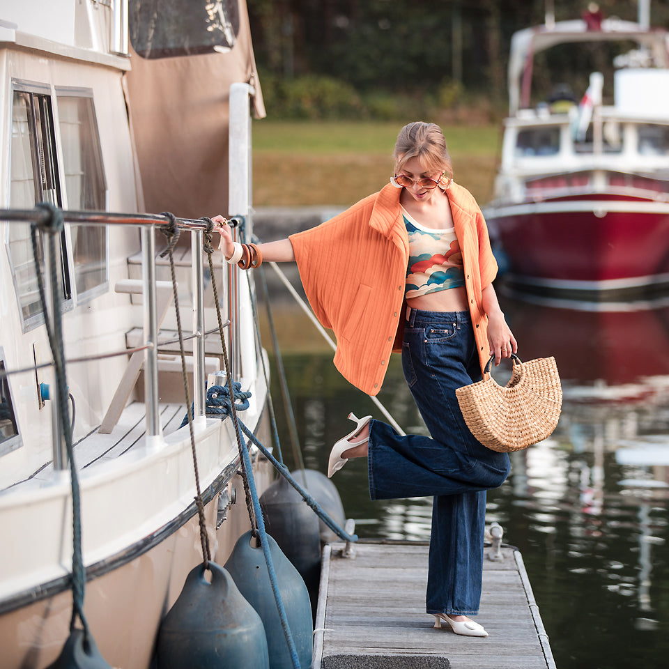 See You At Six - Autumn Maple Orange Quilted Knit Extra Wide