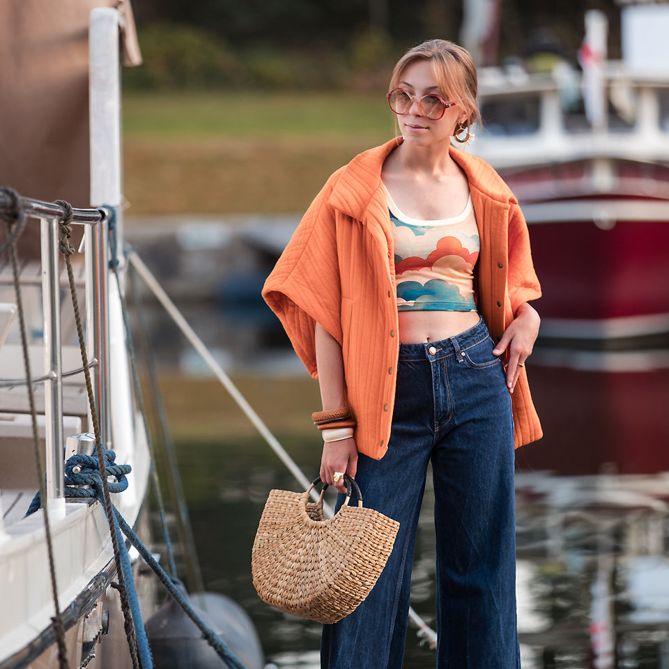 See You At Six - Autumn Maple Orange Quilted Knit Extra Wide