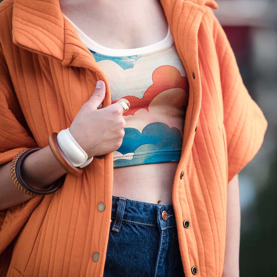 See You At Six - Autumn Maple Orange Quilted Knit Extra Wide