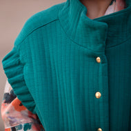 See You At Six - Teal Green Quilted Knit Extra Wide