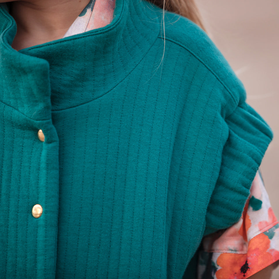 See You At Six - Teal Green Quilted Knit Extra Wide