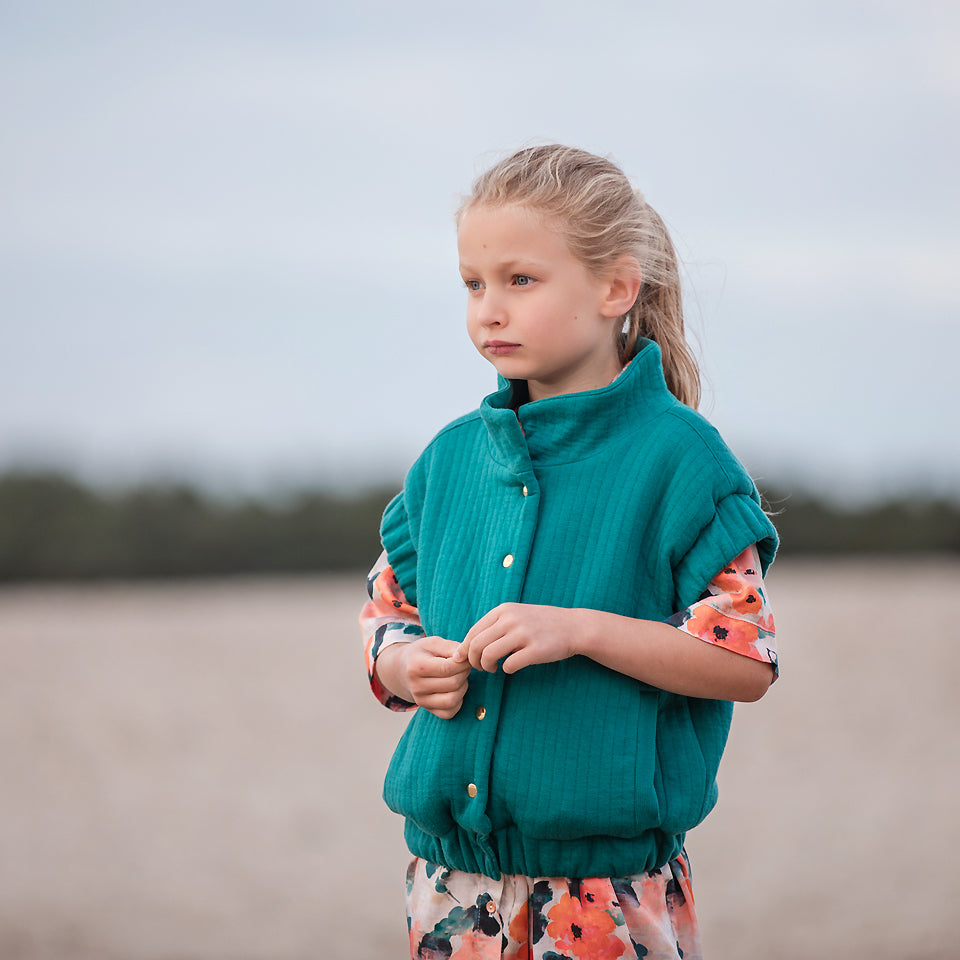 See You At Six - Teal Green Quilted Knit Extra Wide