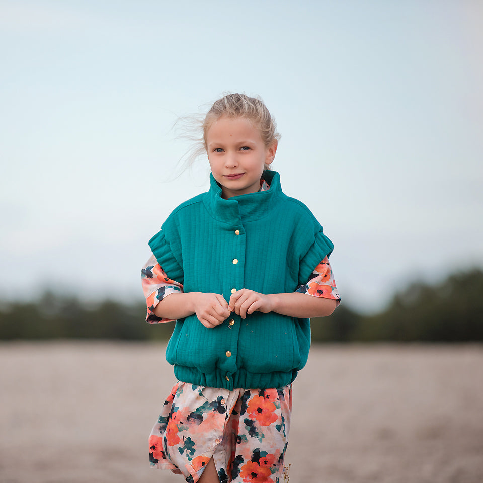 See You At Six - Teal Green Quilted Knit Extra Wide