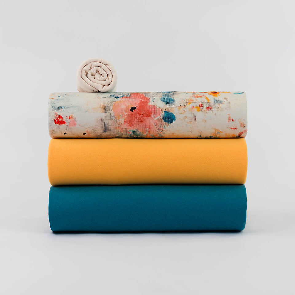 REMNANT 0.36 Metre - See You At Six - Roses on Canvas Linen Viscose Fabric