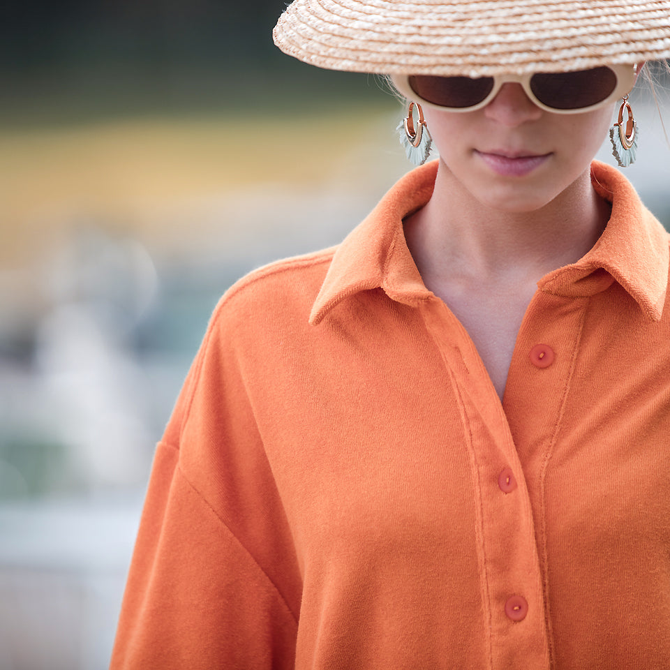 See You At Six - Autumn Maple Orange Sponge Terry Cloth Extra Wide