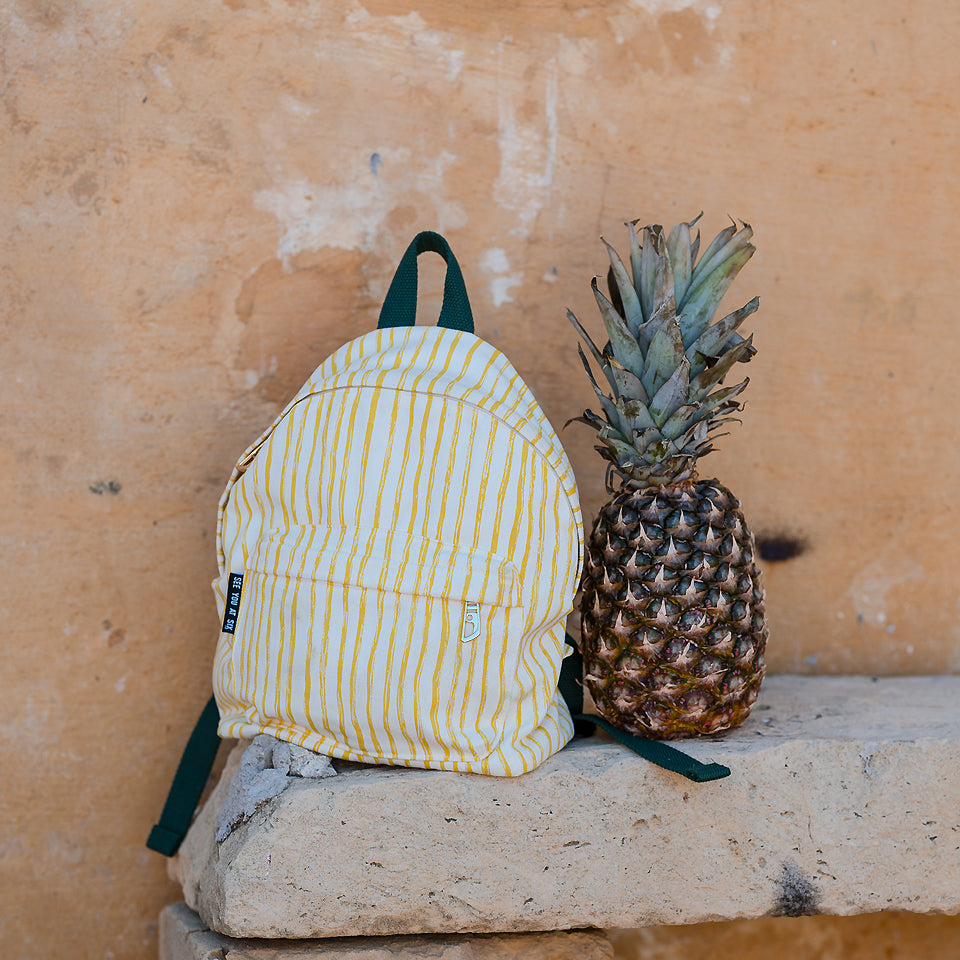 See You At Six - Wiggly Verticals in Yellow and Papyrus Crème Cotton Canvas Gabardine Twill