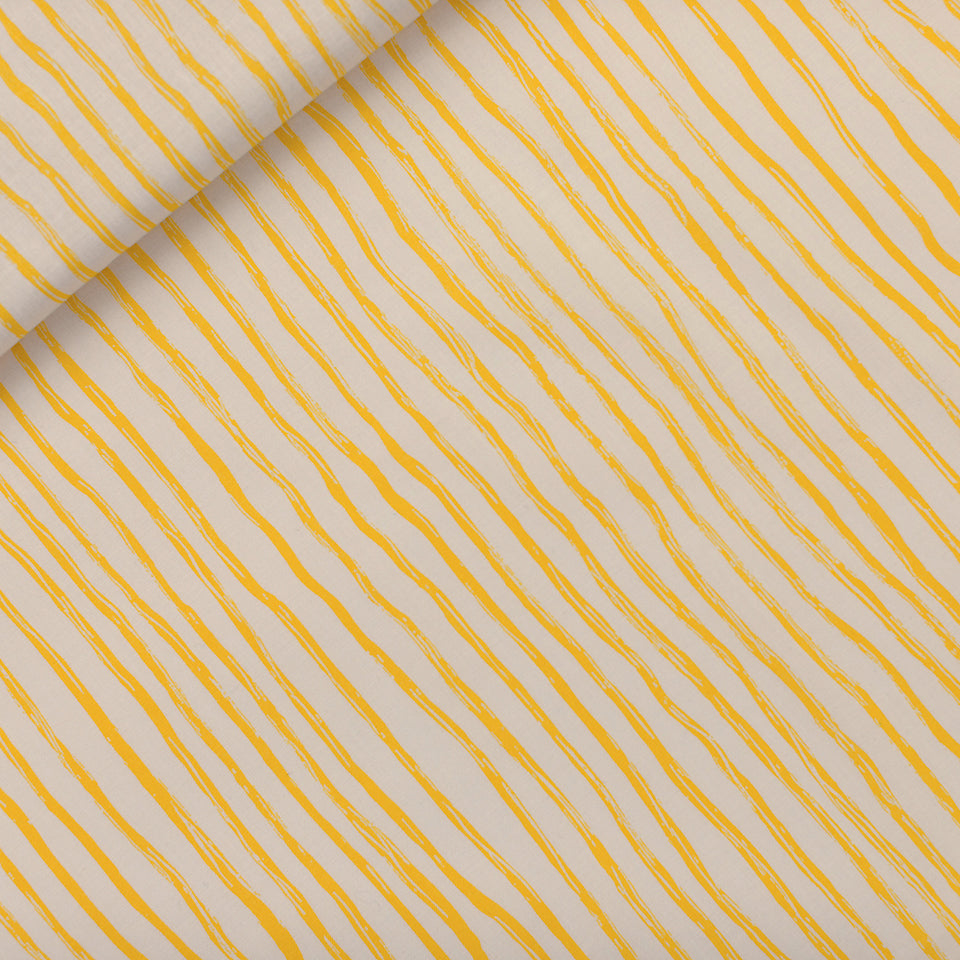 See You At Six - Wiggly Verticals Yellow & Papyrus Crème Soft Cotton Poplin