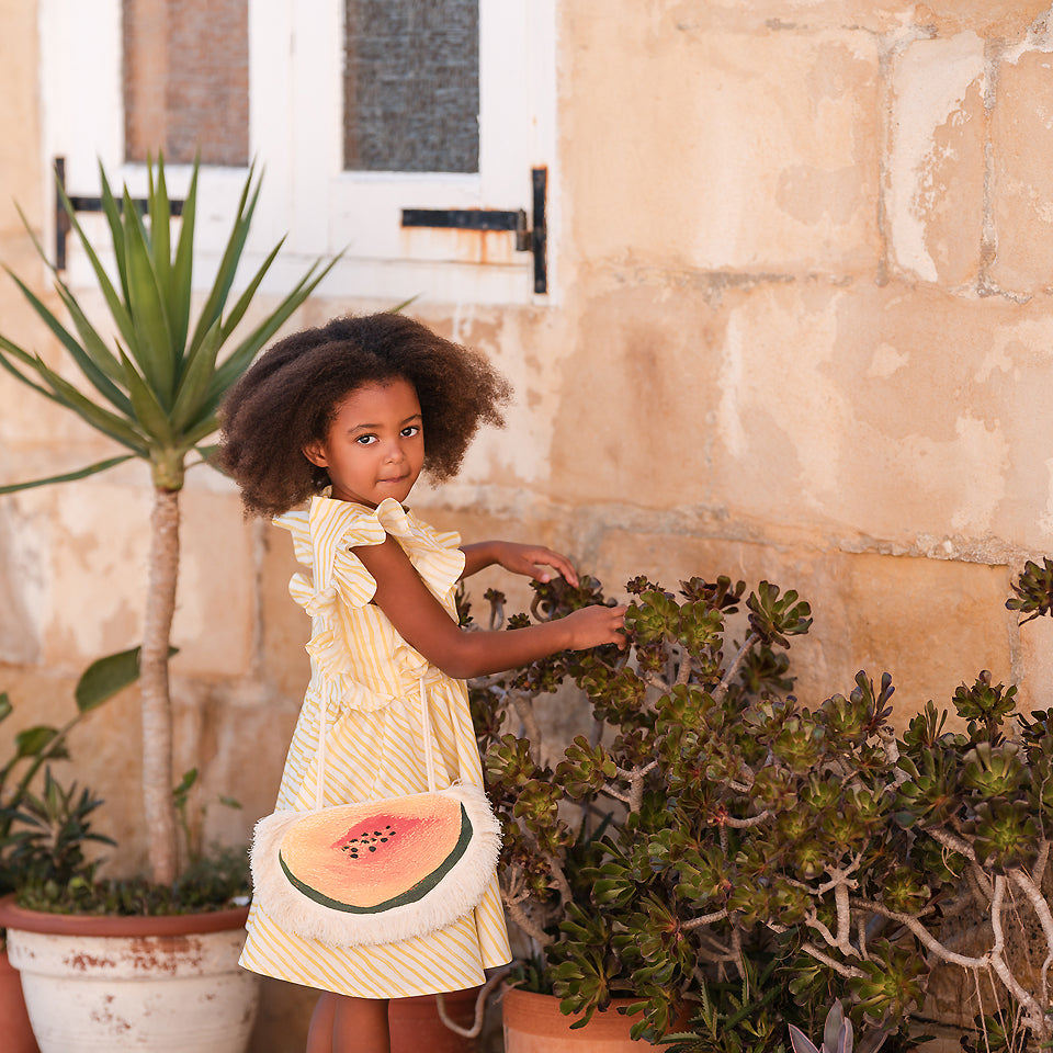 See You At Six - Wiggly Verticals Yellow & Papyrus Crème Soft Cotton Poplin