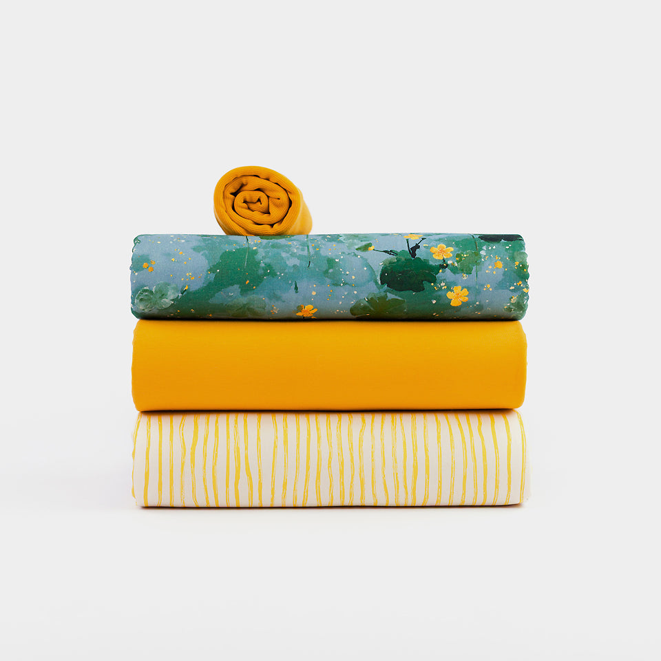 See You At Six - Wiggly Verticals Yellow & Papyrus Crème Soft Cotton Poplin