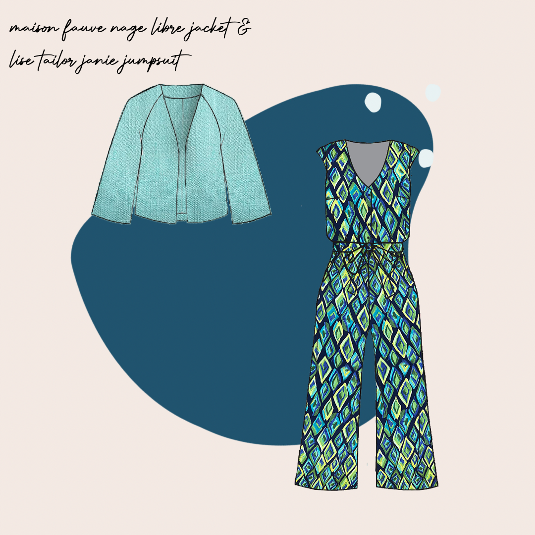 Make an Outfit Colour Bundle - Ocean Diamond Viscose Sateen with Turquoise Flow Linen