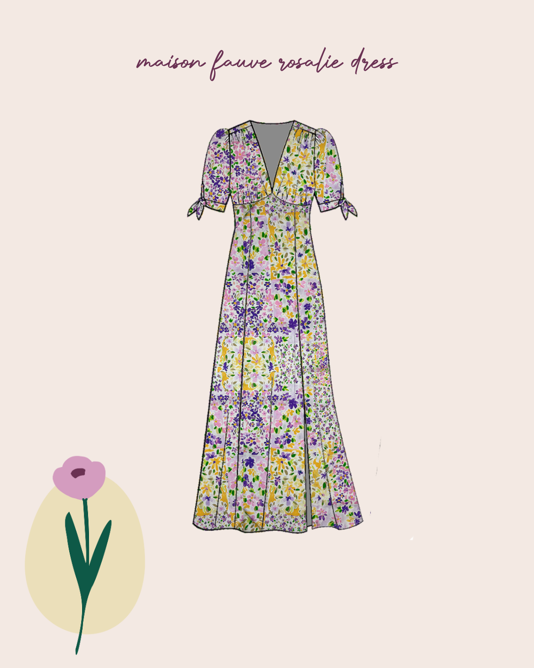 Cottage Garden Purple Viscose Fabric