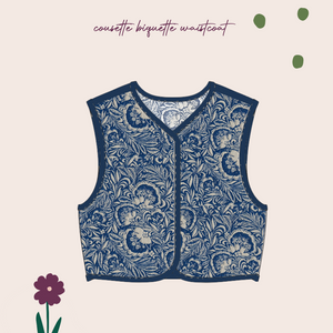Sewing Kit - Biquette Reversible Vest in Maarinsky Azure Blue Jacquard Fabric