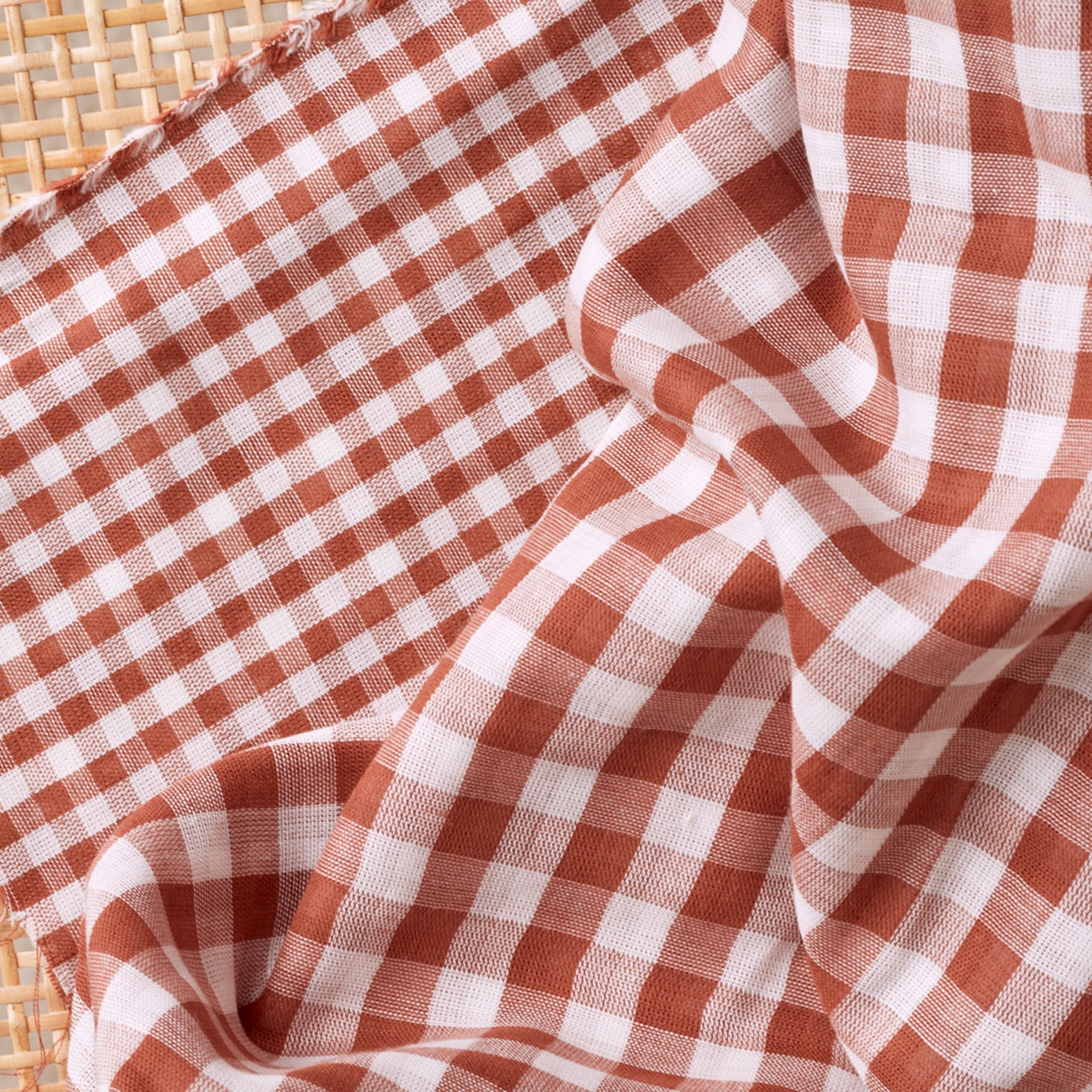 Atelier Brunette - Gingham Off-White Chestnut Cotton Double Gauze
