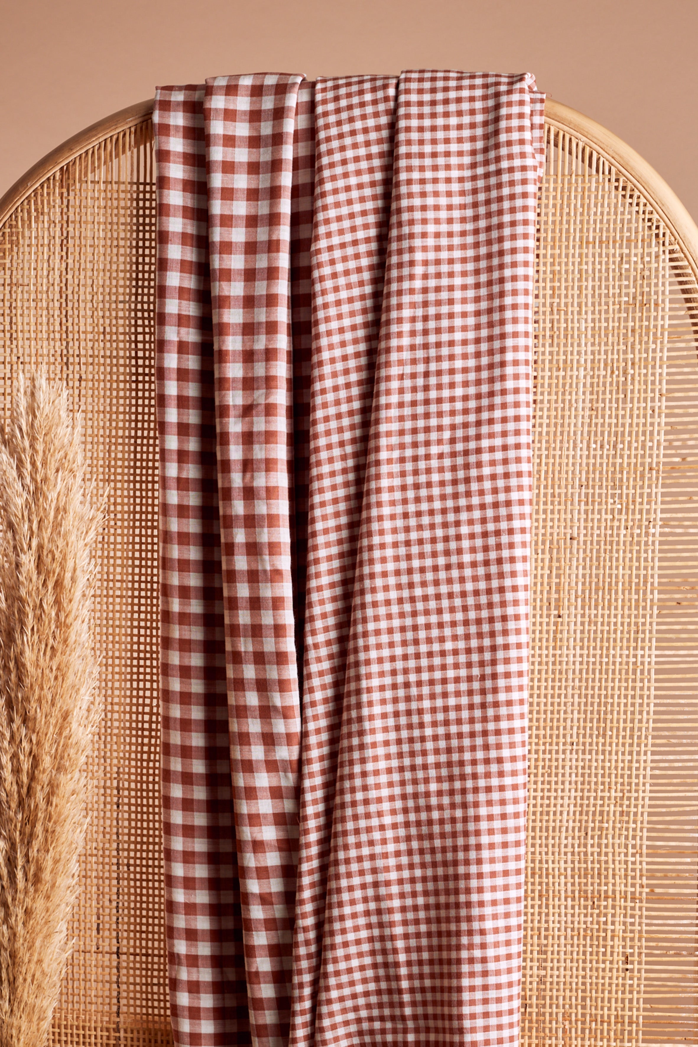 Atelier Brunette - Gingham Off-White Chestnut Cotton Double Gauze