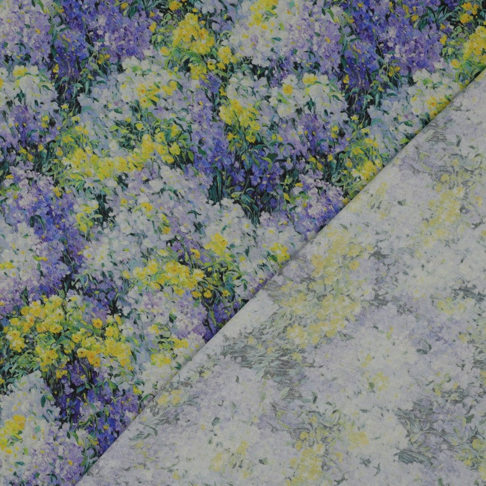Lavender Flowers Viscose Sateen Fabric