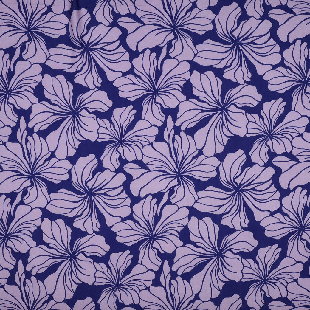 Monochrome Lilies in Purple Viscose Fabric