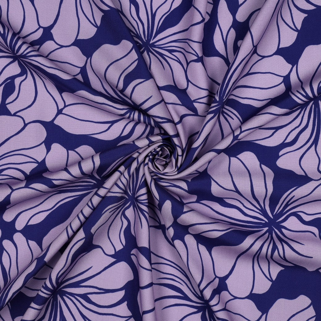 Monochrome Lilies in Purple Viscose Fabric