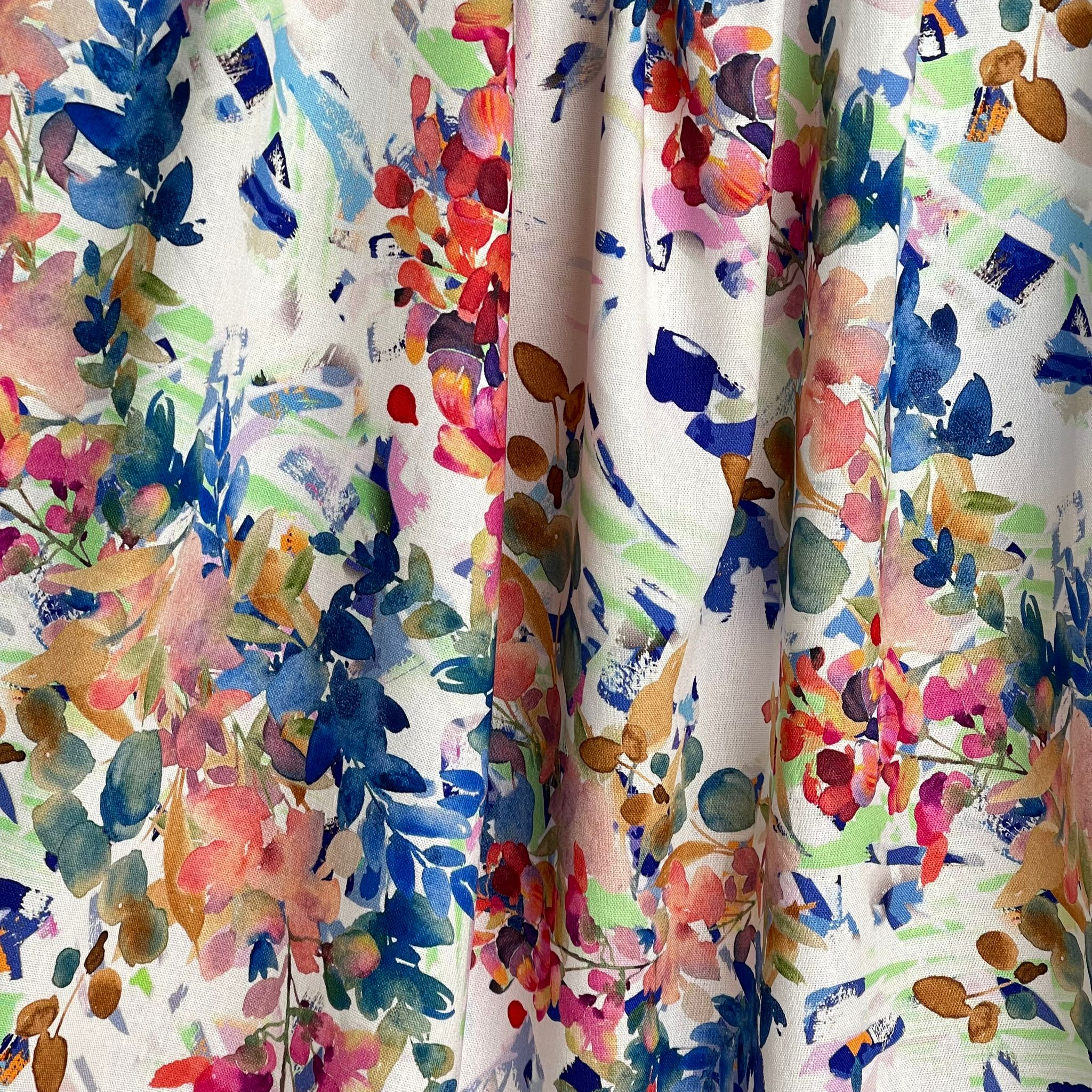 Vivid Foliage Viscose Linen Fabric