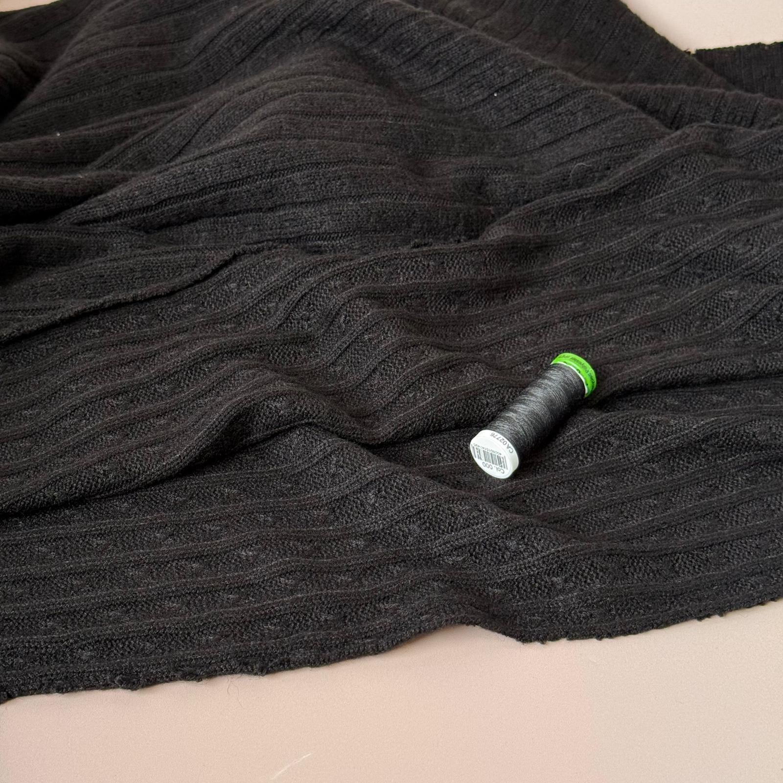 Montreal Rayon Blend Cable Sweater Knit in Black