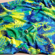 REMNANT 1.95 Metres - Firework Flowers in Ocean Waves Viscose Jersey Fabric