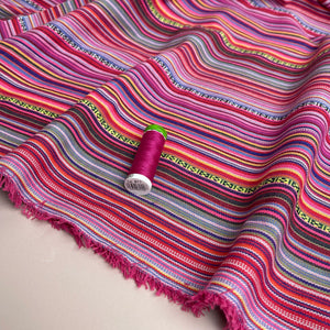 Yarn Dyed Fuchsia Stripes Jacquard Fabric