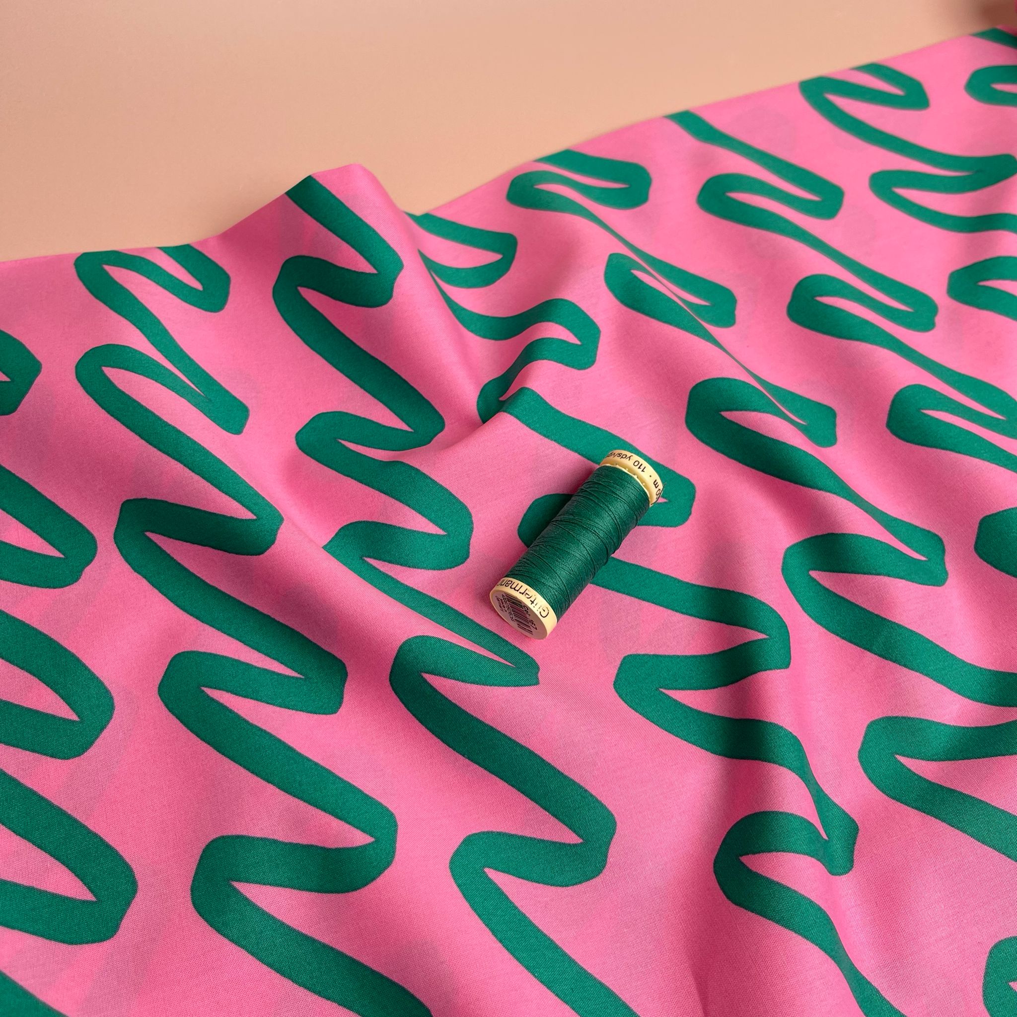 Nerida Hansen - Making Waves on Pink Cotton Poplin Fabric