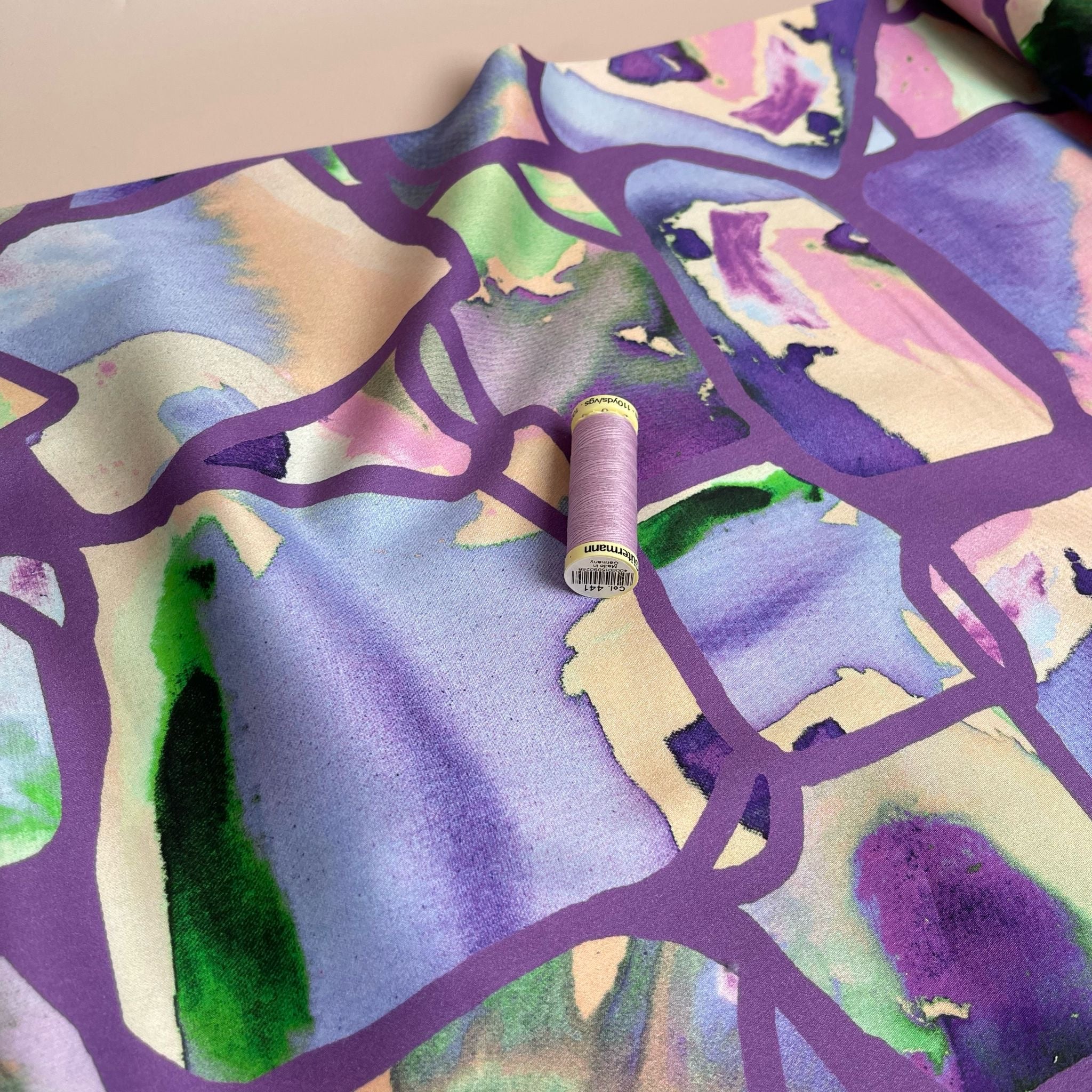 SALE 0.66 Metre - Nerida Hansen - Resonate Purple Cotton Sateen Fabric