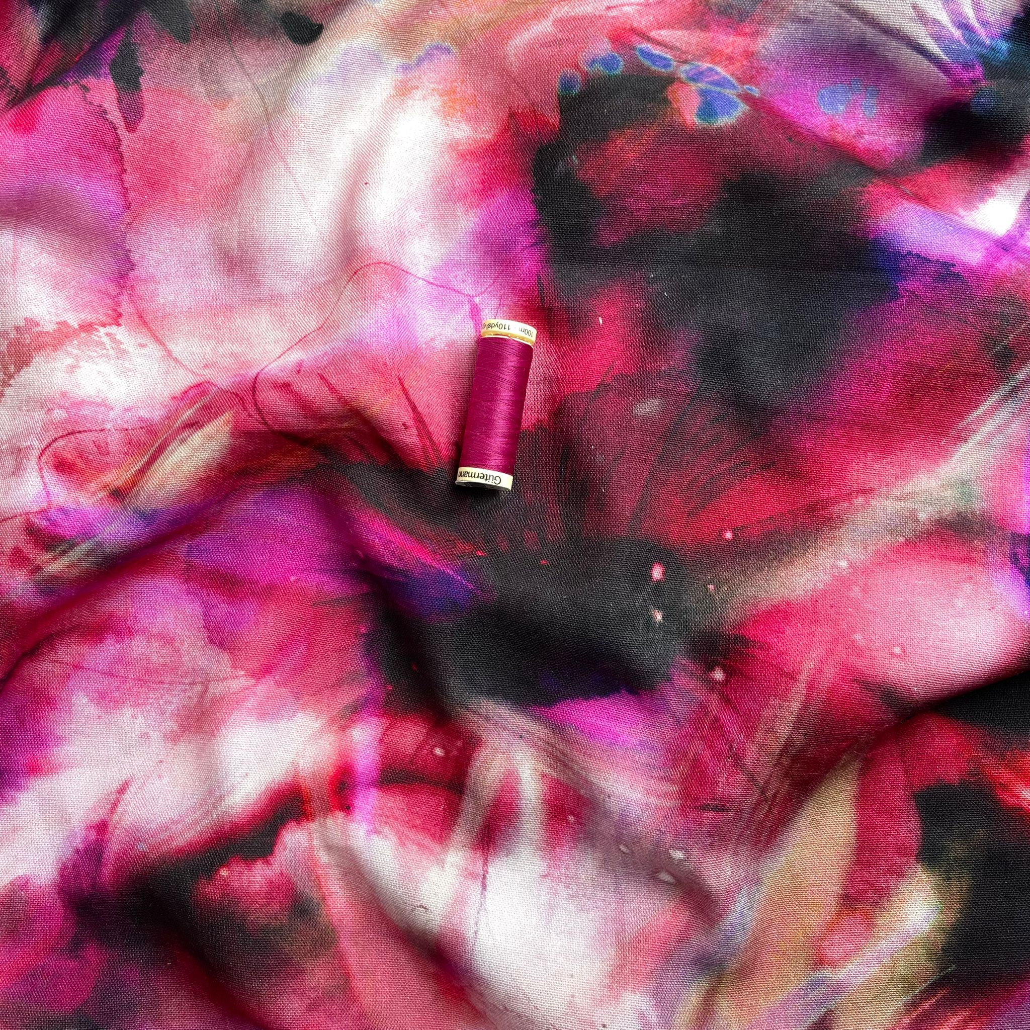 Bold Magenta Blooms Viscose Linen Fabric