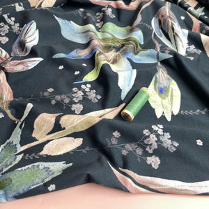 Danish Design - Midnight Blooms Cotton Jersey Fabric