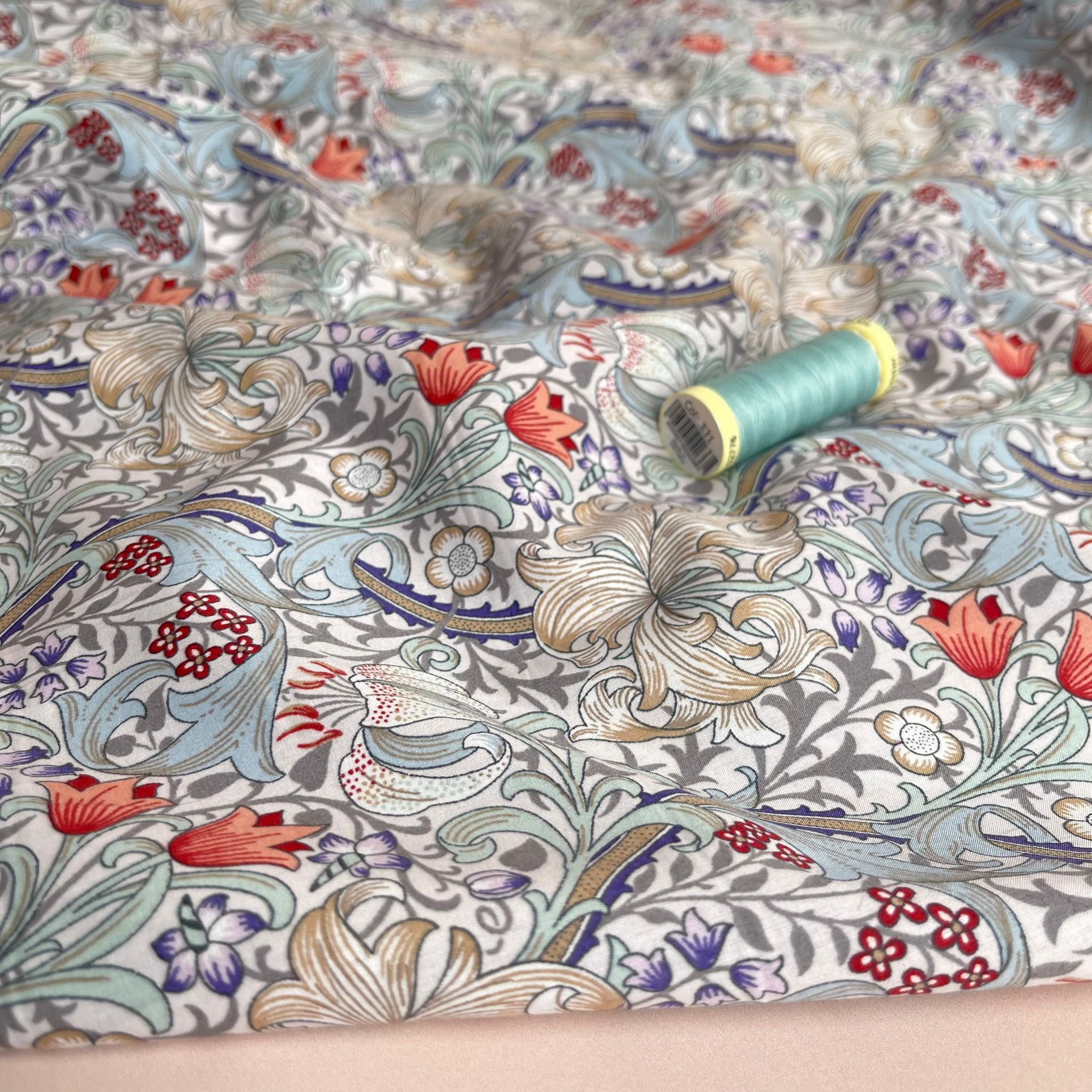 REMNANT 0.38 metre - Morris Soft Green Cotton Lawn Fabric