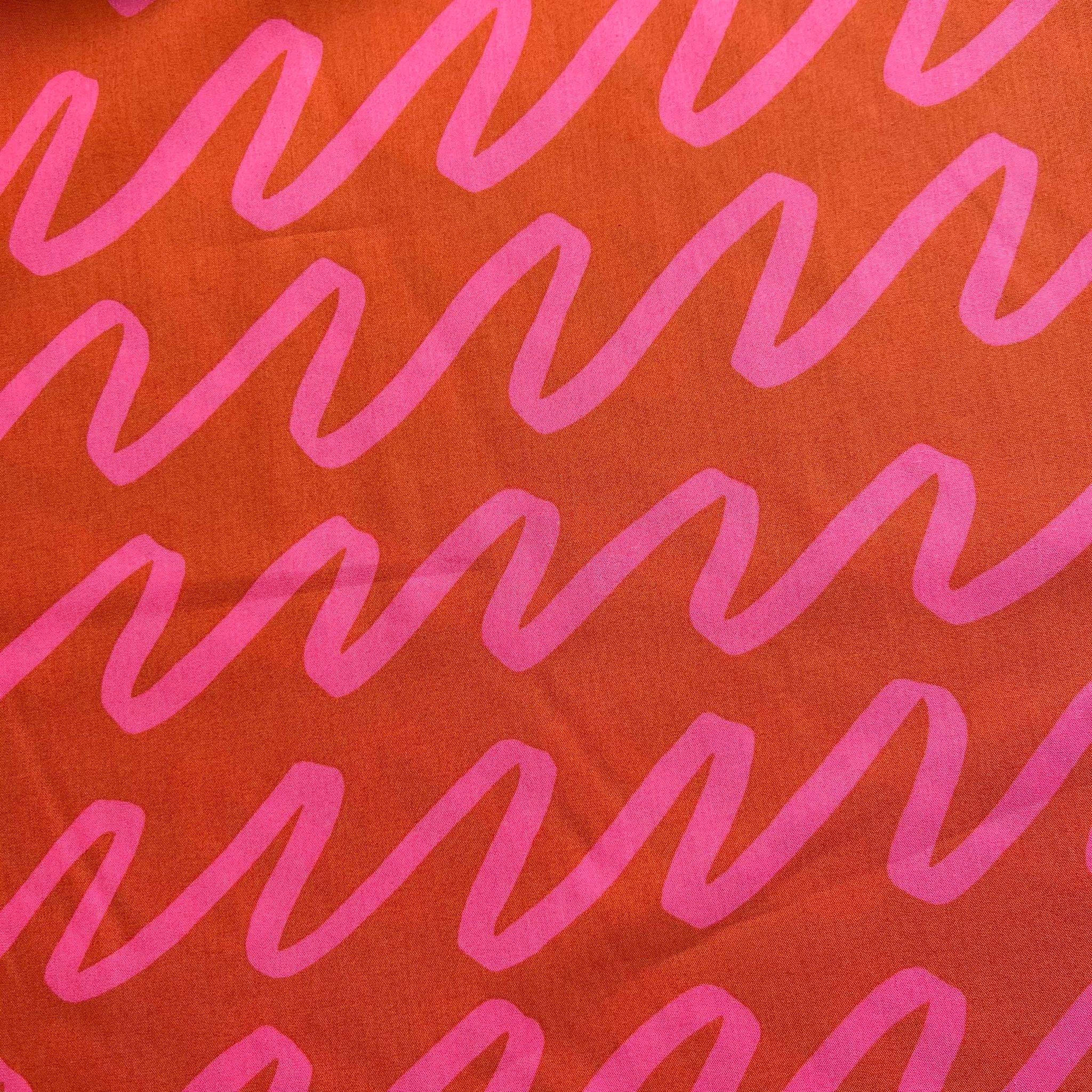 REMNANT 2.08 Metres - Nerida Hansen - Making Waves Rust Cotton Poplin Fabric
