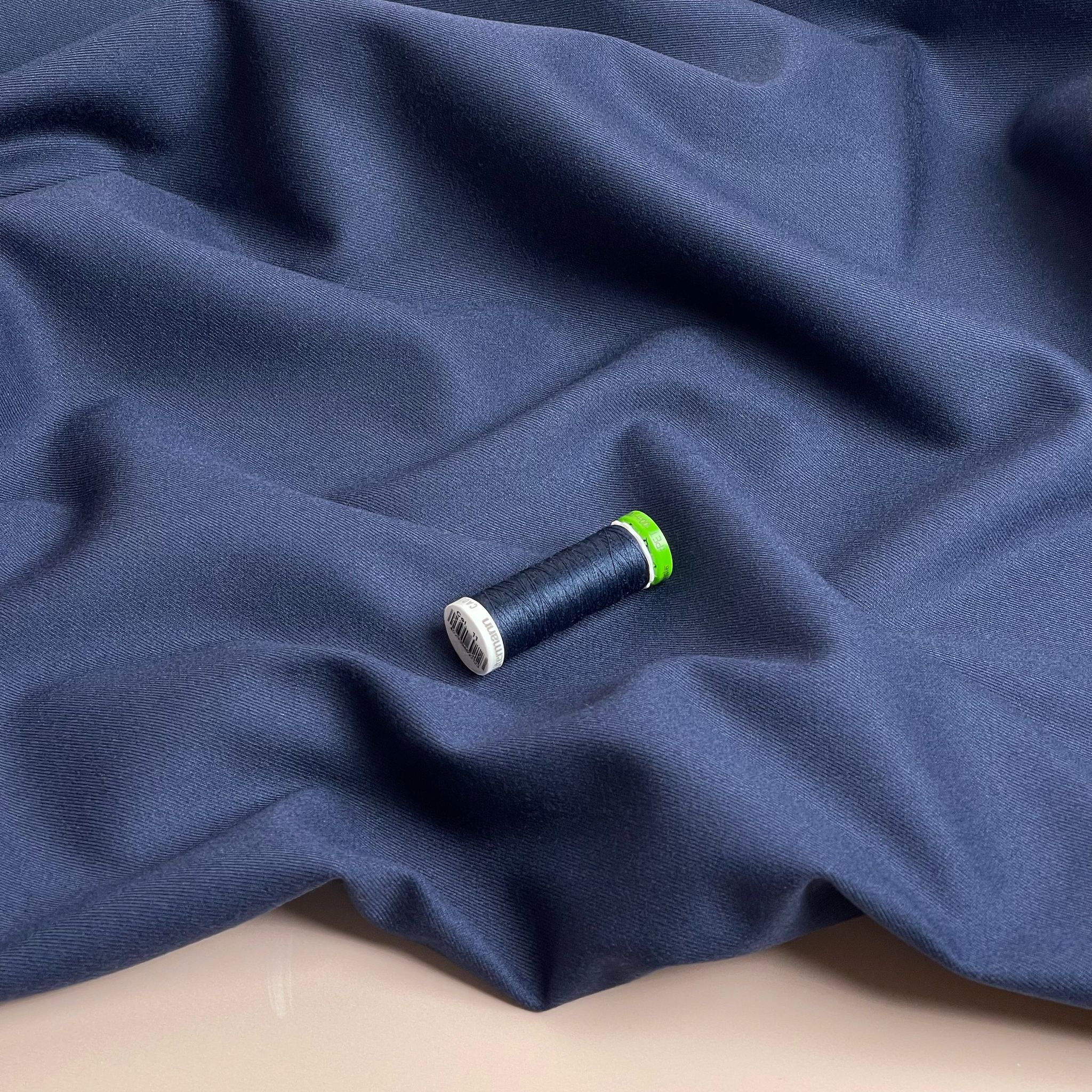 Deadstock Navy Cotton Viscose Twill Fabric