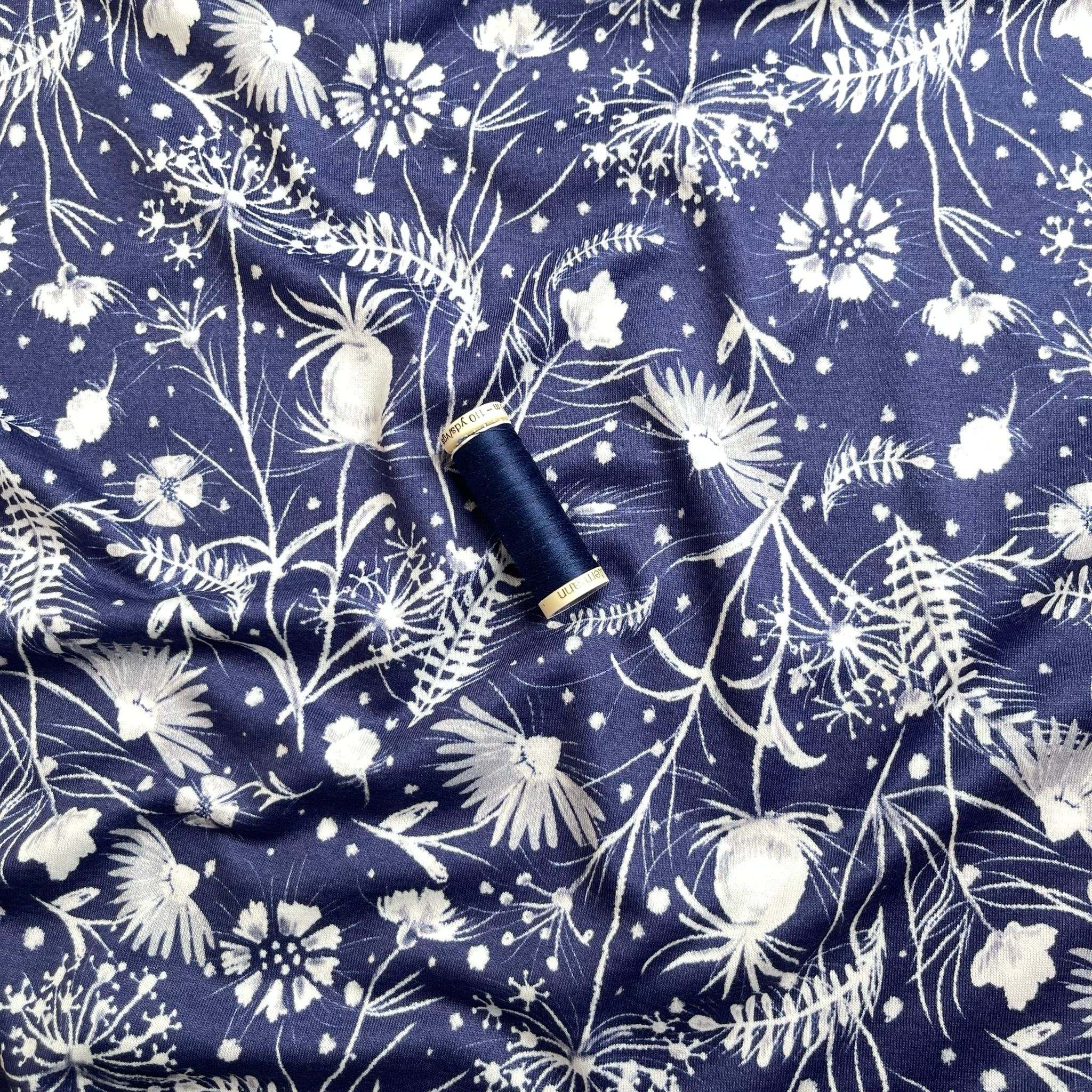 Midnight Meadow Pure Cotton Jersey Fabric