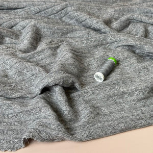 Montreal Rayon Blend Cable Sweater Knit in Grey Melange