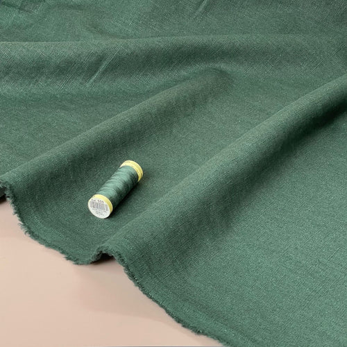 Breeze Forest Green - Enzyme Washed Linen Cotton Fabric