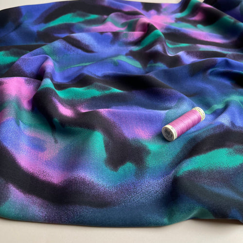 Rosella Hazy Waves in Purple Viscose Twill with Stretch