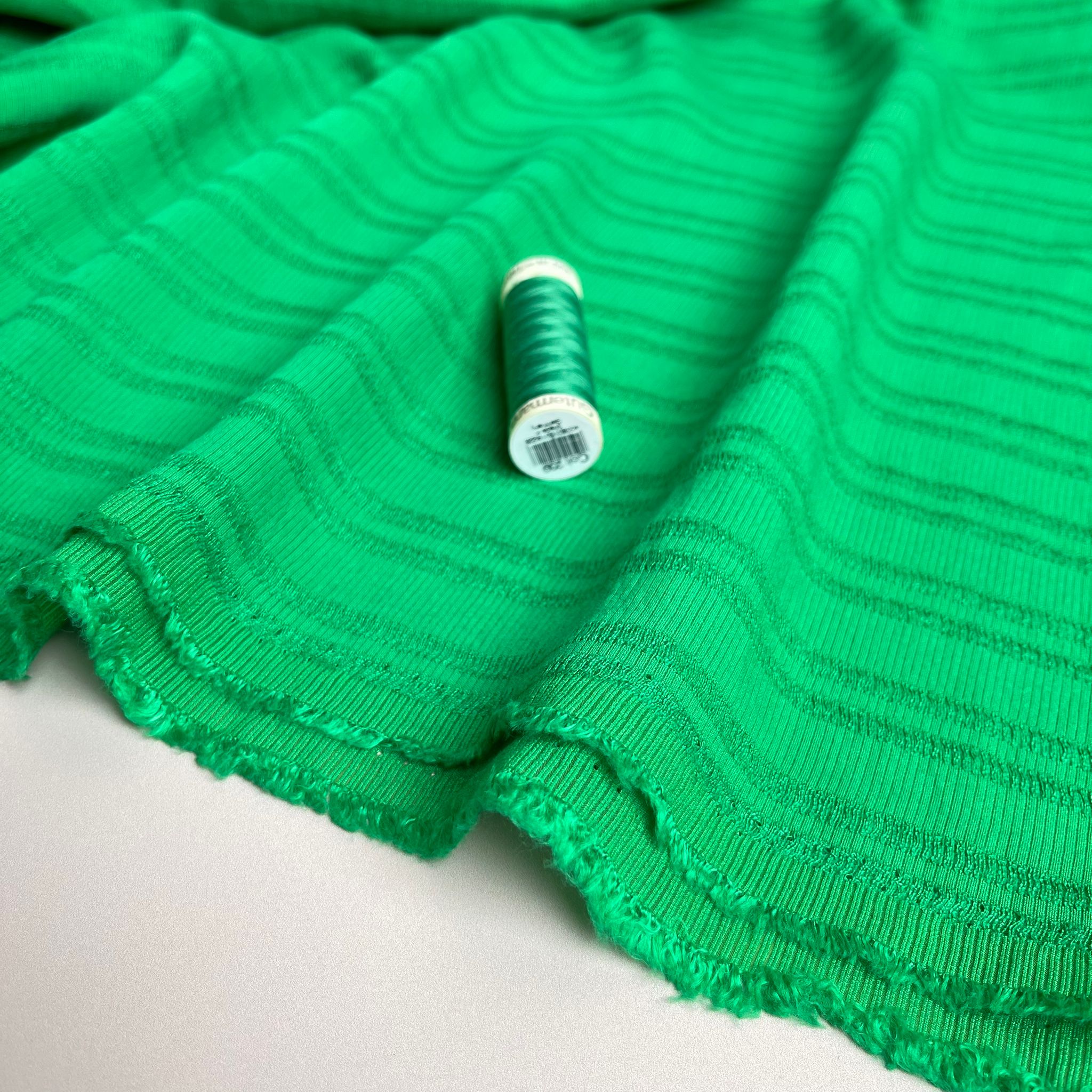 Ex-Designer Emerald Stripe Cotton Viscose Jacquard Fabric