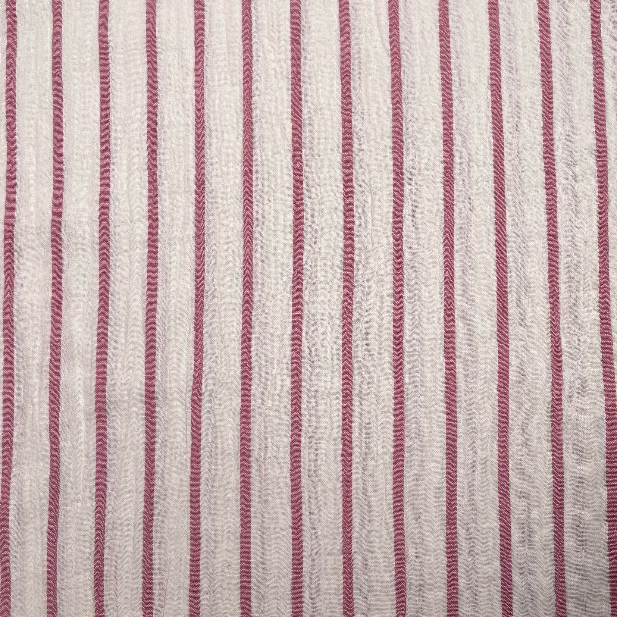 Yarn Dyed Old Rose Stripes Cotton Double Gauze