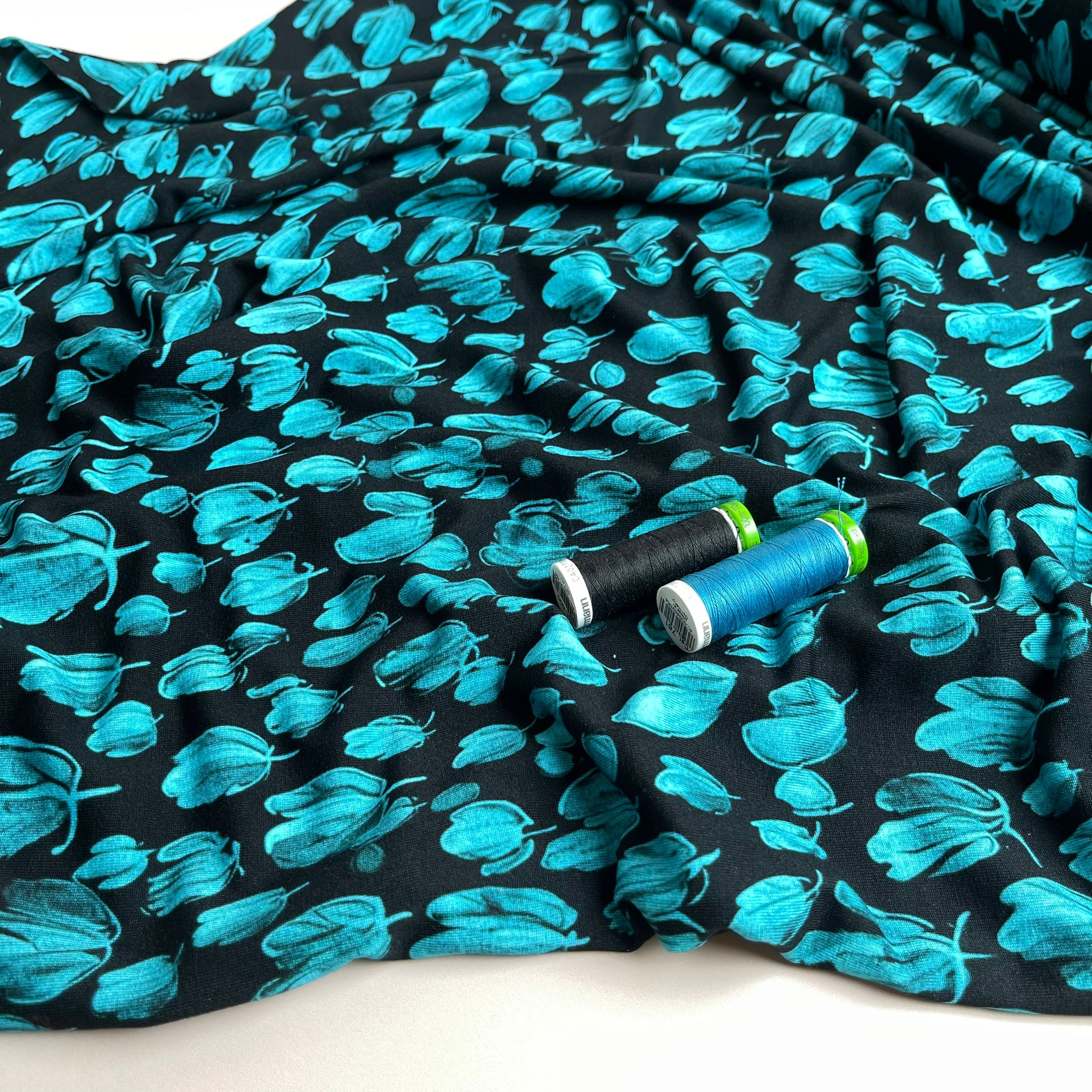 Danish Design - Teal Petals ECOVERVO™ Viscose Jersey