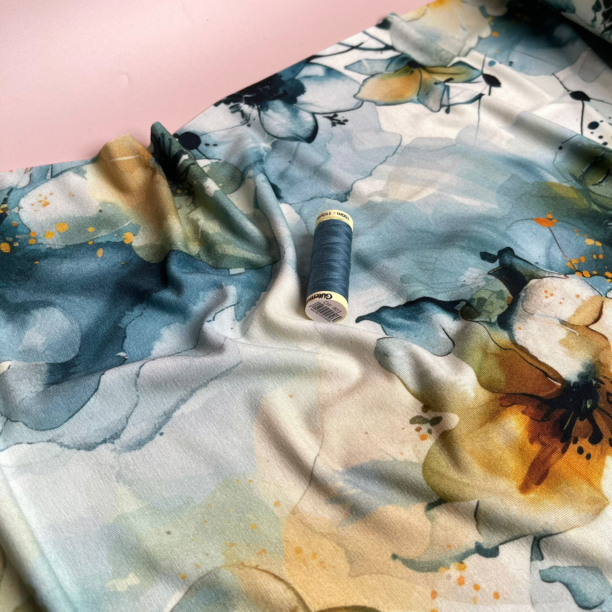 Danish Design - Inky Watercolour Blooms ECOVERVO™  Viscose Jersey