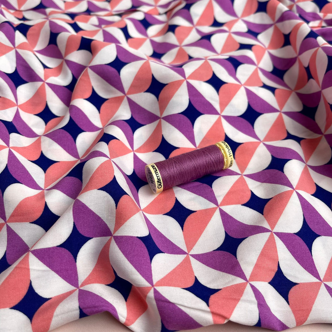 Retro Purple Viscose Poplin Fabric