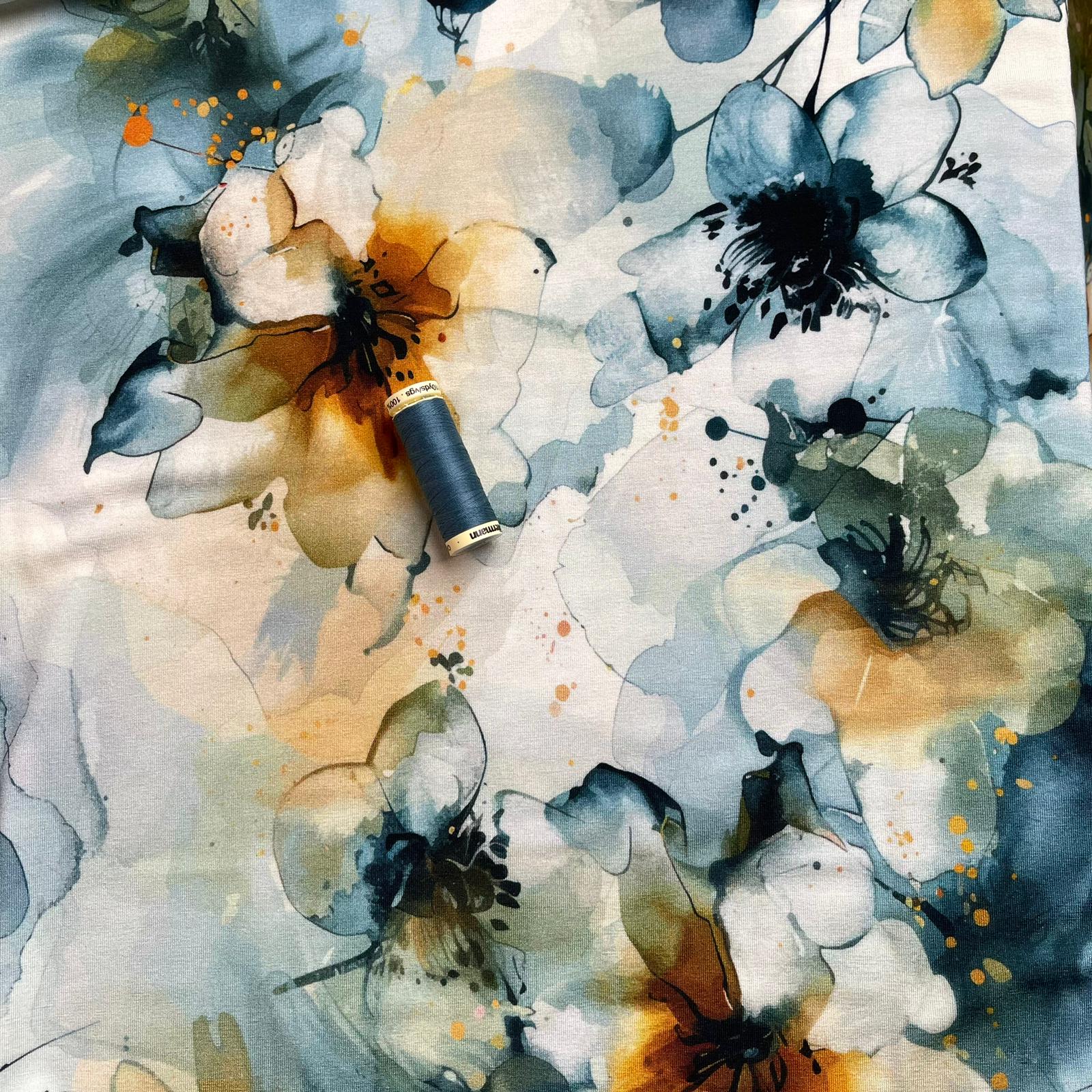 Danish Design - Inky Watercolour Blooms ECOVERVO™  Viscose Jersey