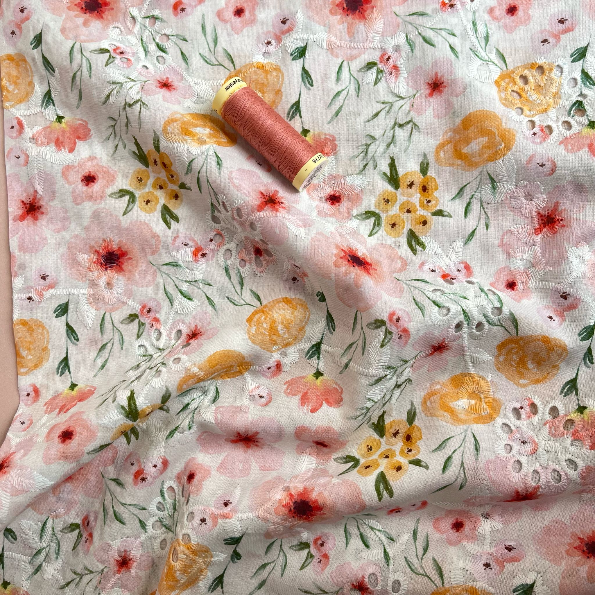 Sunshine Flowers Cotton Broderie Anglaise