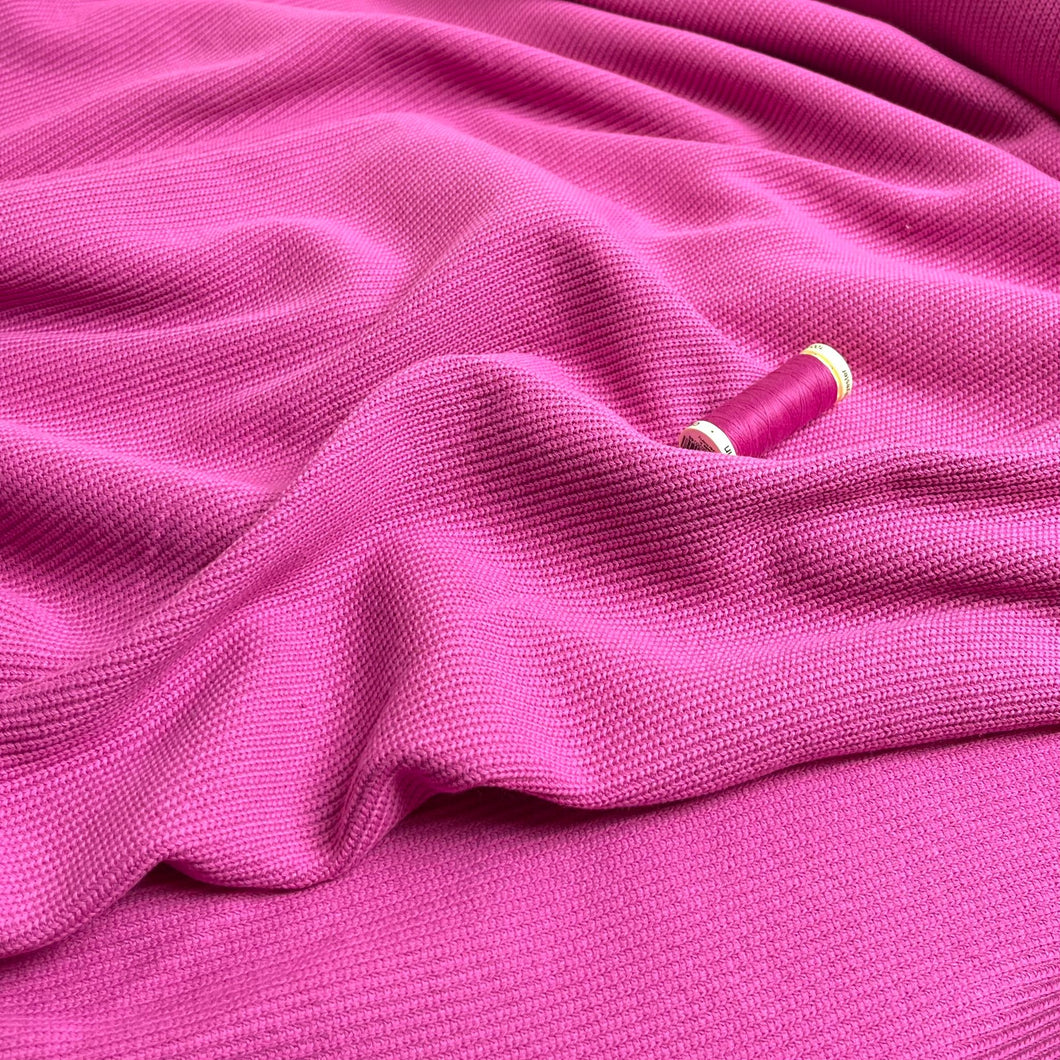 Fuchsia Ribbed Cotton Cable Knitted Fabric
