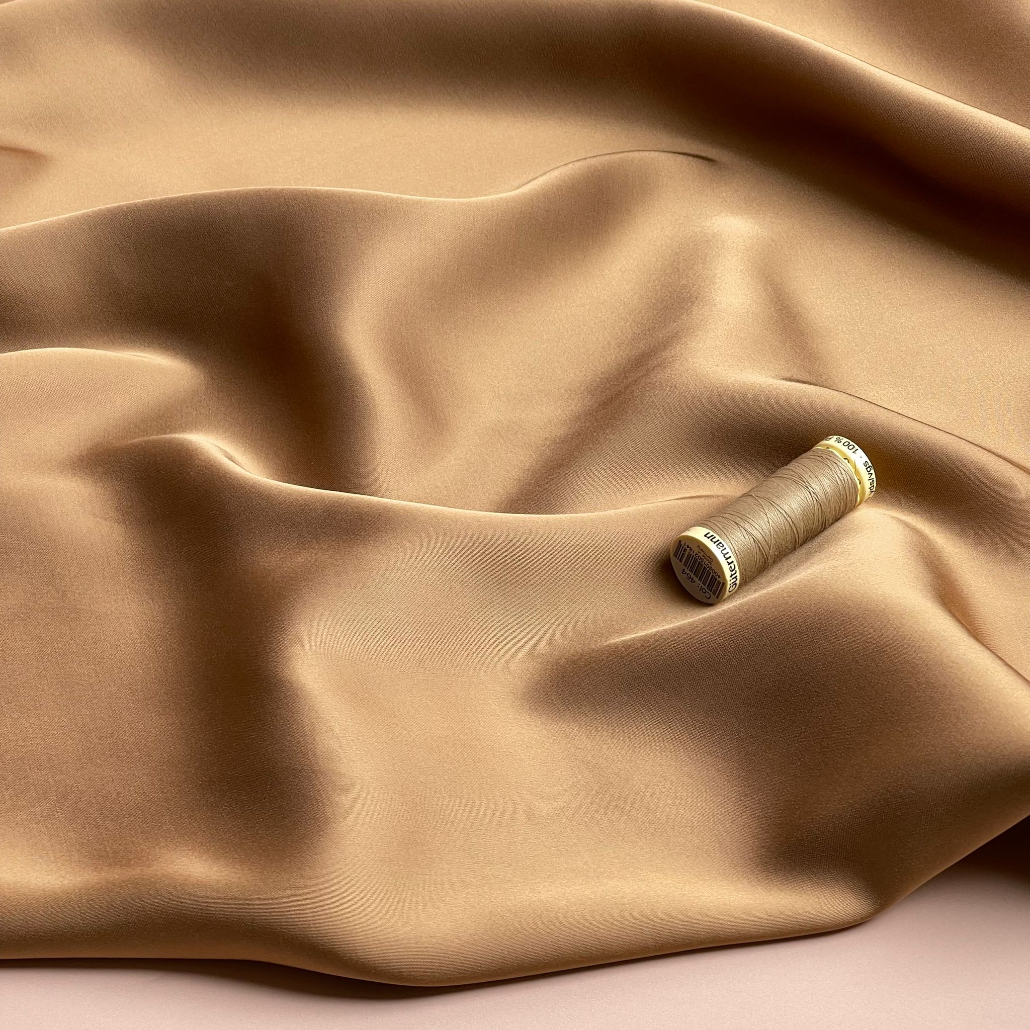 Camel Solid Viscose Sateen Fabric