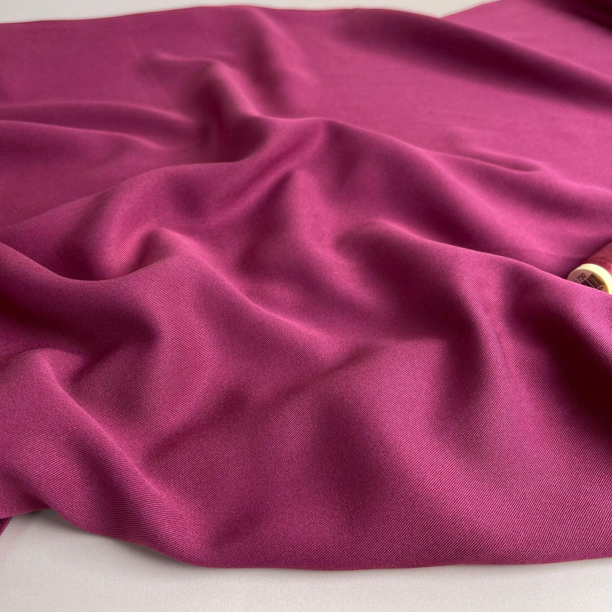 REMNANT 1.92 Metres - Grandeur Framboise Pink Viscose Twill Dress Fabric